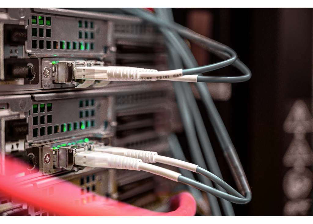 Cords plugged into a server, server management, cord management