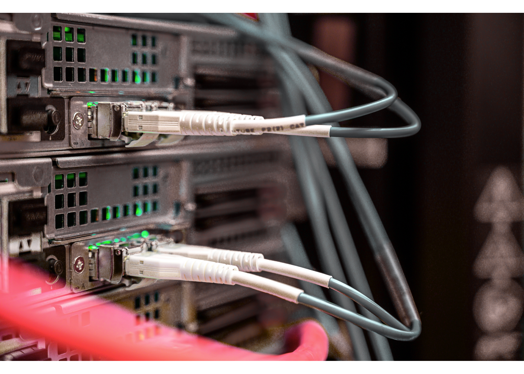 Cords plugged into a server, server management, cord management